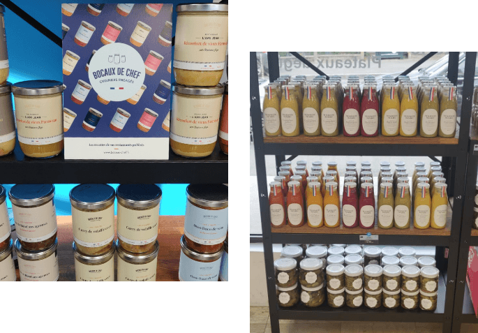 Bocaux de chef et jus artisanaux en rayon à la Fromagerie Meumeu